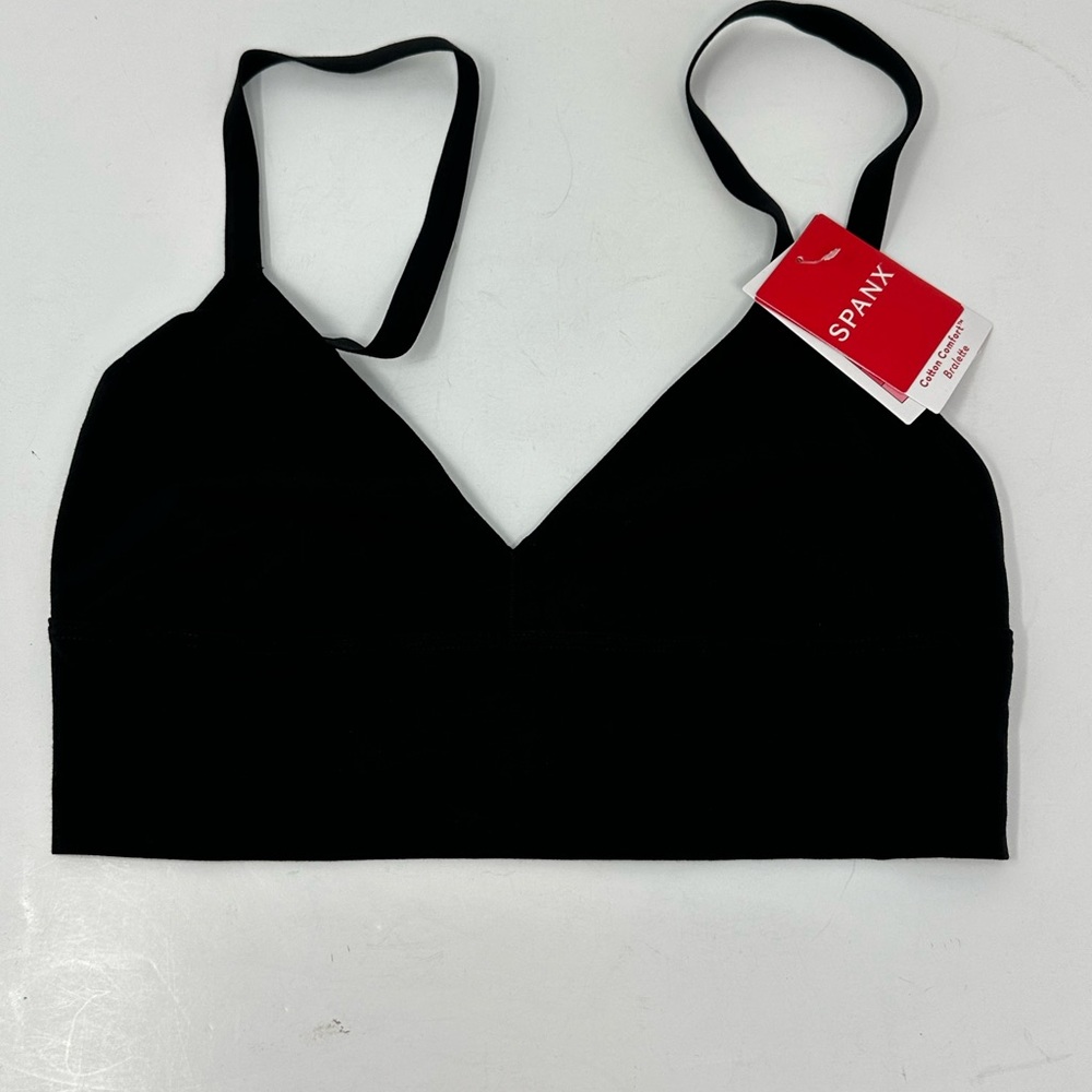 NEW! SPANX Better Base Cotton Comfort Sz XS Bralette Very Black 30048R W1